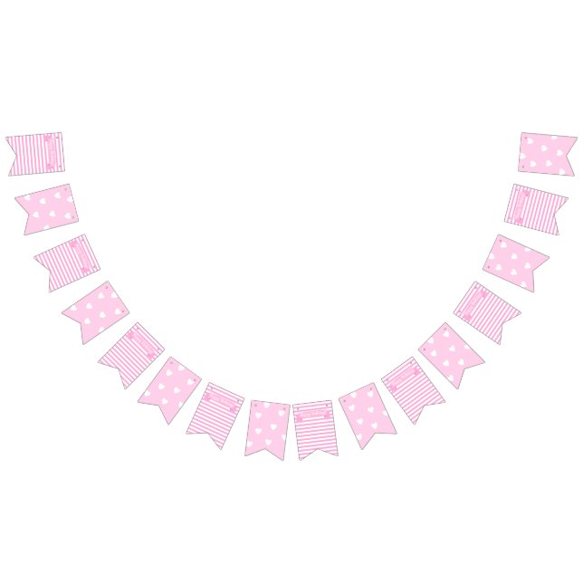 Bannière À Fanions Joyeux anniversaire ! | rose Stripes & Coeurs Anni (Tout)