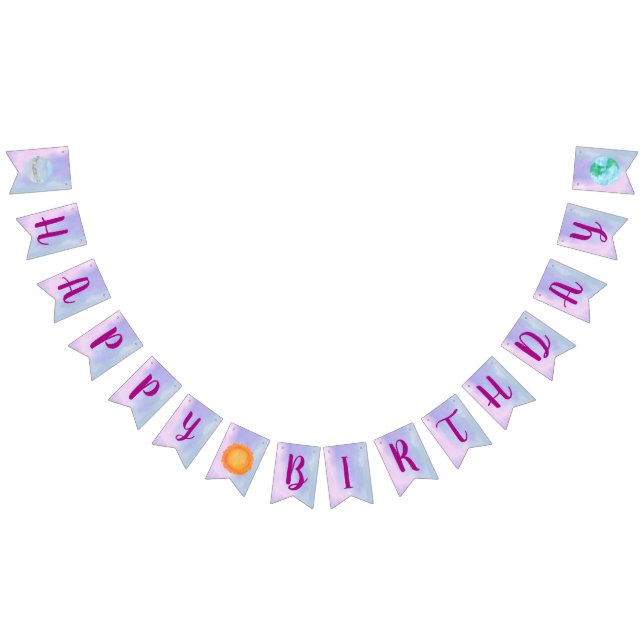 Bannière À Fanions Joyeux Anniversaire Soleil Et Planètes Bunting (Tout)