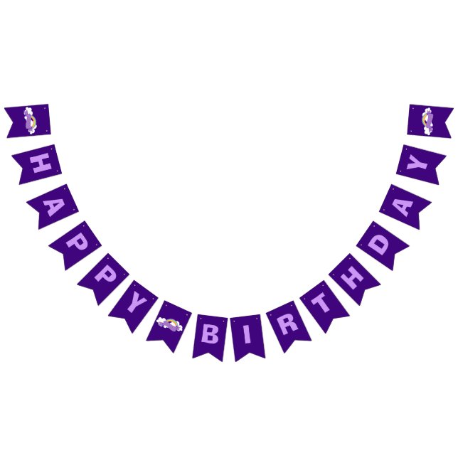 Bannière À Fanions Joyeux anniversaire violet Rainbow Party (Tout)