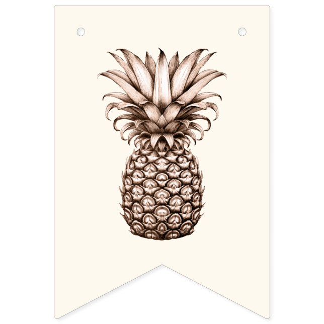 Bannière À Fanions Joyeux décor d'anniversaire avec ananas tropical (Premier drapeau)