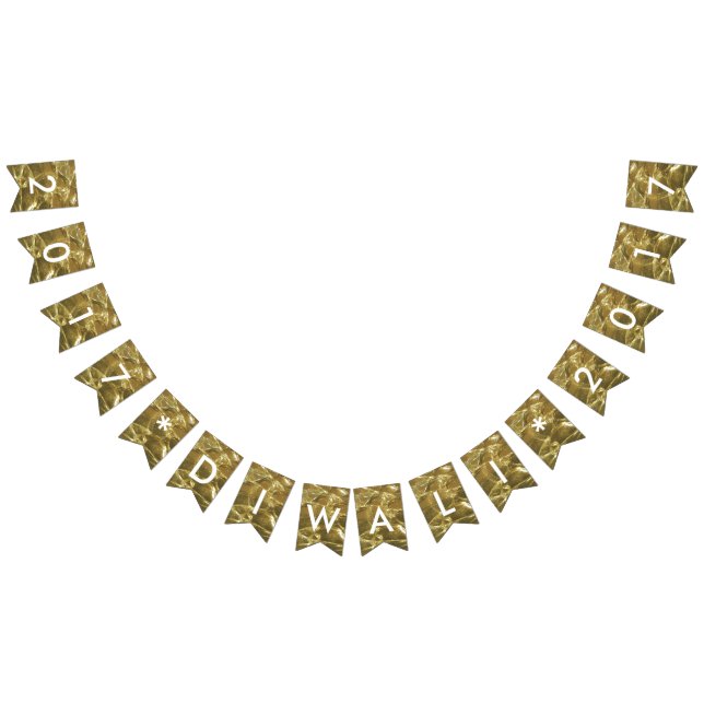 Bannière À Fanions Joyeux Diwali 2017 Gold White Parties scintillant  (Tout)