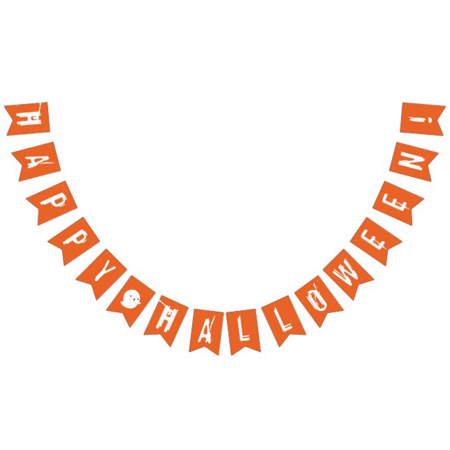 Bannière À Fanions Joyeux Halloween Orange & Blanc Ghost Bunting Drap (Tout)