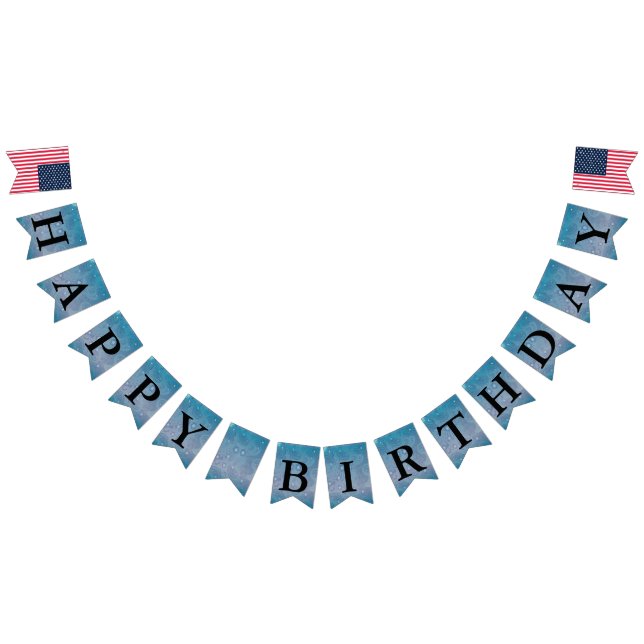 Bannière À Fanions Joyeux message d'anniversaire Paisley Blue (Tout)