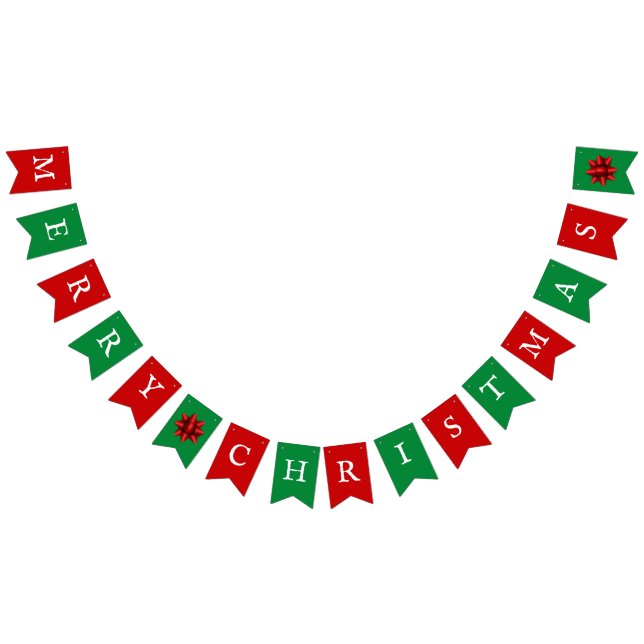 Bannière À Fanions Joyeux Noël et vaches rouges et verts (Tout)