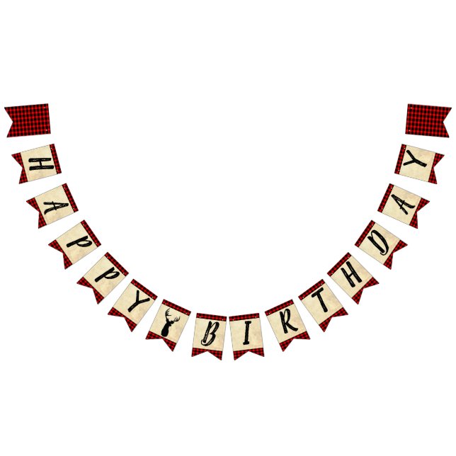 Bannière À Fanions Joyeux thème de chasse d'anniversaire (Tout)