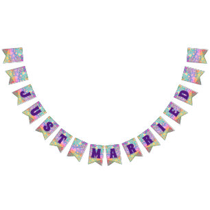 Bannière À Fanions JUST MARRIED - motif d'amour du coeur 3