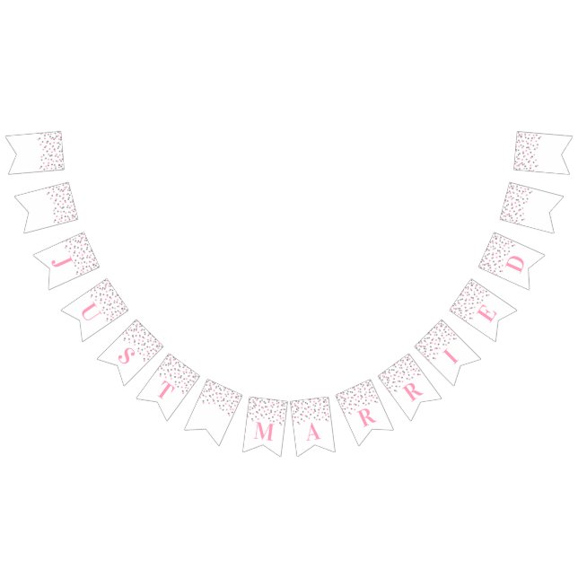 Bannière À Fanions Juste Marié Banner Pink Silver Confetti (Tout)