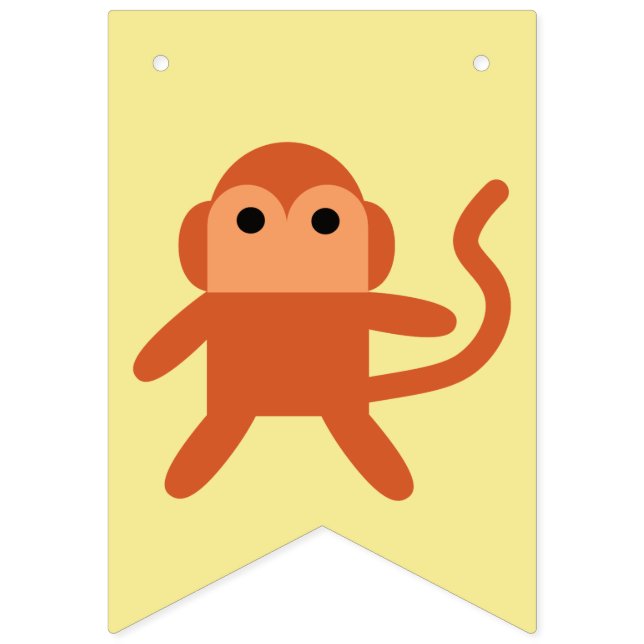 Bannière À Fanions Kawaii Cute Cheeky Singe (Premier drapeau)