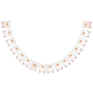 Bannière À Fanions La princesse Royale de la Couronne d'or rose fête 