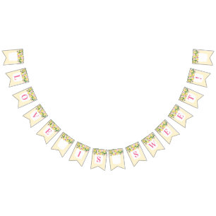 Bannière À Fanions L'amour est douce Fête des mariées citrons rose ja