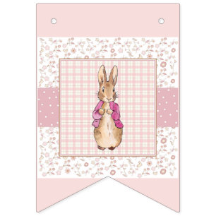 Bannière À Fanions Lapin classique portant une veste rose