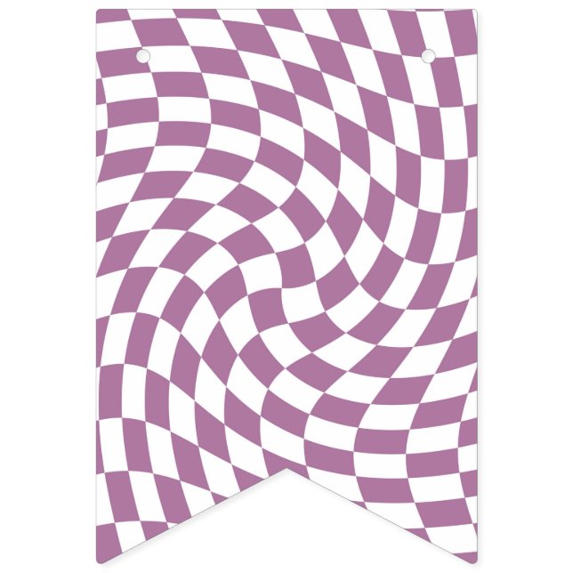 Bannière À Fanions Lilac Purple Mariage Collection Vérifier À damiers (Premier drapeau)