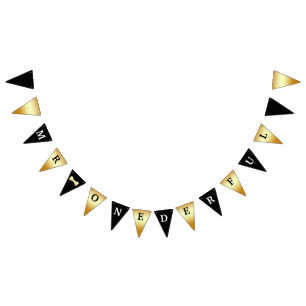 Bannière À Fanions M. Onederful Banner noir blanc et or