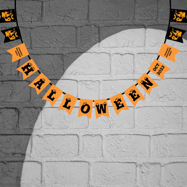 Bannière À Fanions Maison Halloween éffrayante Nom et détails personn (Créateur téléchargé)