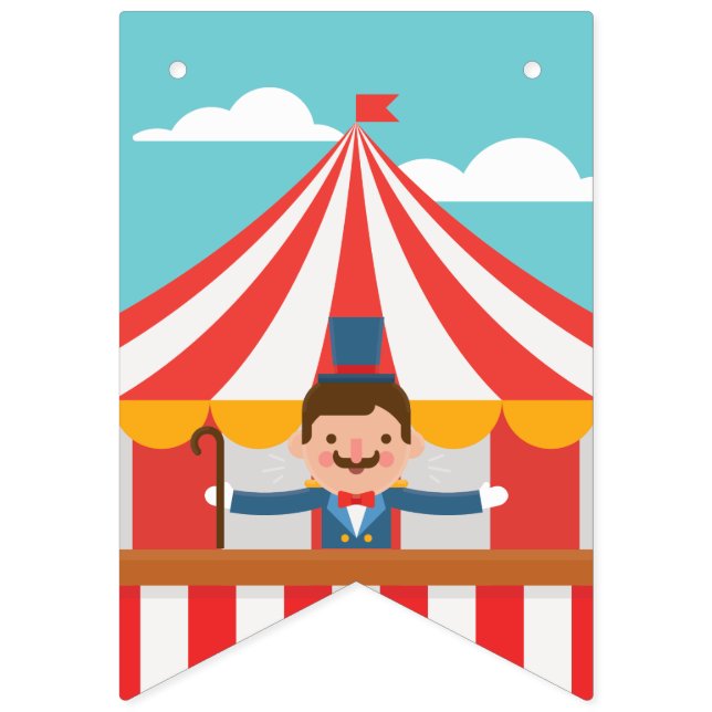 Bannière À Fanions Maître de cirque. Le cirque arrive en ville ! (Premier drapeau)