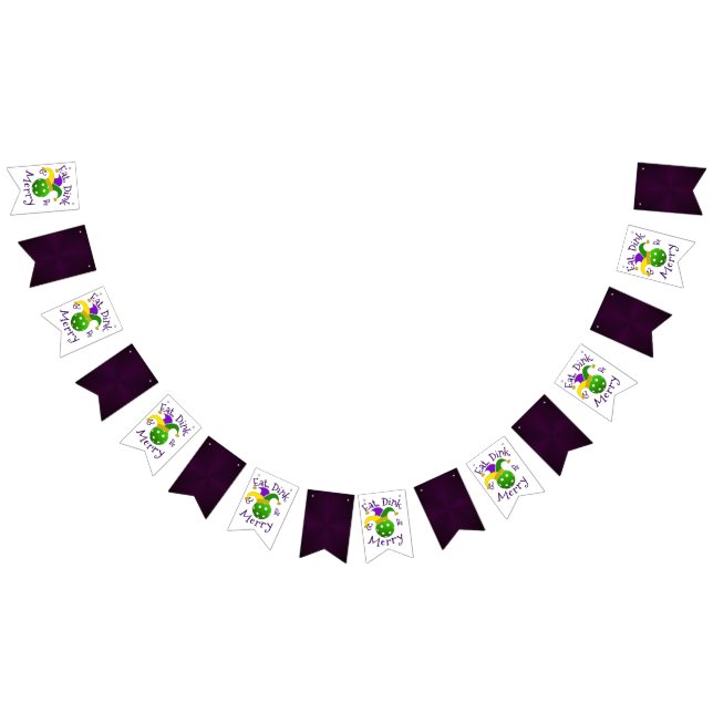 Bannière À Fanions Mardi Gras Pickleball Dink Be Joyeux (Tout)