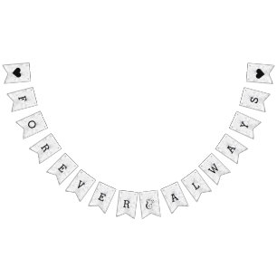 Bannière À Fanions Mariage blanc et gris chic pour toujours