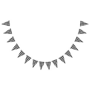 Bannière À Fanions Mariage campagnard En vichy noir