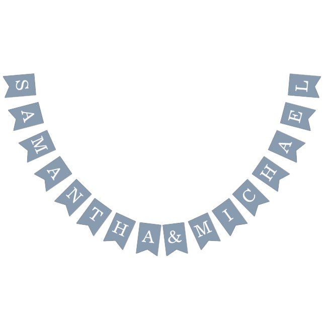 Bannière À Fanions Mariage Dusty Blue Bride & Groom Noms simples (Tout)