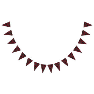 Bannière À Fanions Mariage gothique rouge et noir Rose