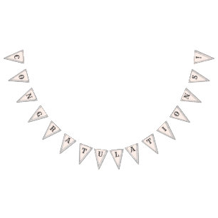 Bannière À Fanions Mariage monographie de marbre gris et de pêche