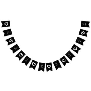 Bannière À Fanions Mariage naturel minimaliste bio Noir ÉDITABLE