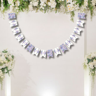 Bannière À Fanions Mariage romantique poussiéreux bleu et lilas aux h