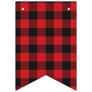 Bannière À Fanions Mariage rouge noir de Buffalo plaqué