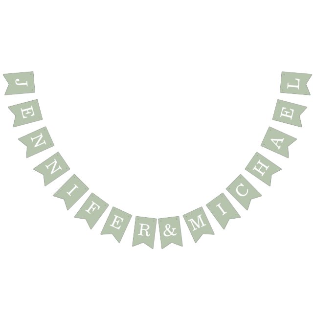 Bannière À Fanions Mariage Sage Green Noms de mariées et de chambres  (Tout)