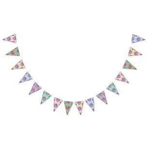 Bannière À Fanions Mariage Shabby Pastel Fleurs Floral Party Bund