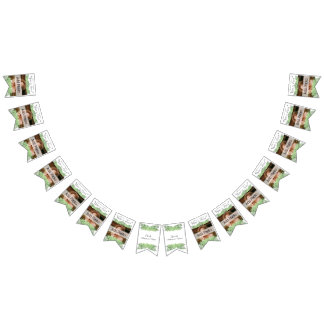 Bannière À Fanions Mariage tropical Green Palm Feuille Photo blanche