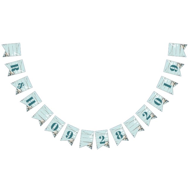 Bannière À Fanions marine tropicale aqua bleu mer plage de coquillage (Tout)