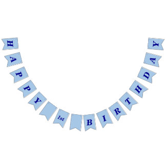 Bannière À Fanions Minimalist Light Blue Kids Birthday Bunting Banner