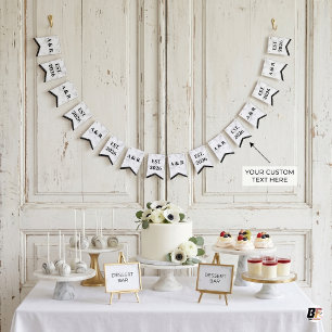 Bannière À Fanions Minimaliste Mariage sur mesure Monogramme en marbr