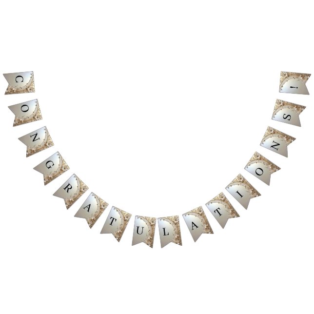 Bannière À Fanions Modern White Flowers Pearls Bunting Flag (Tout)