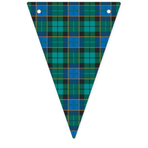 Bannière À Fanions Motif de plaids de tartan - vert bleu traditionnel