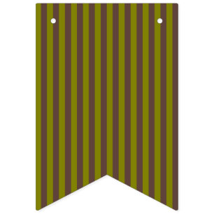 Bannière À Fanions Motif rayé en chocolat brun et vert olive