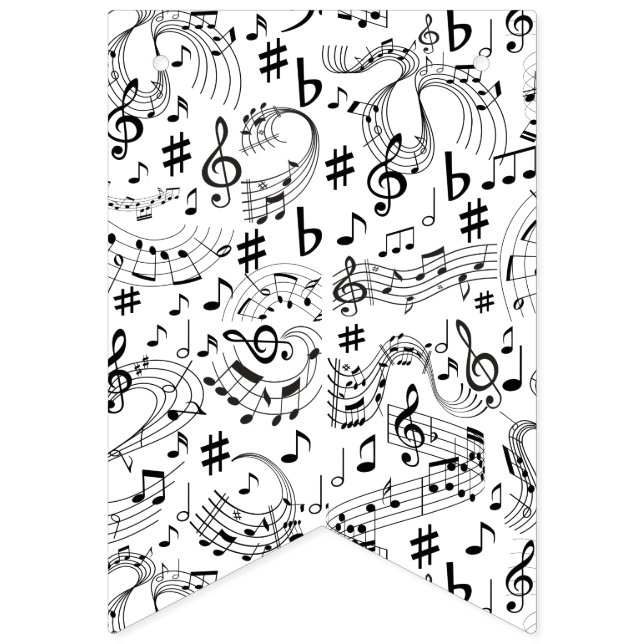 Bannière À Fanions Musique, notes musicales (Premier drapeau)