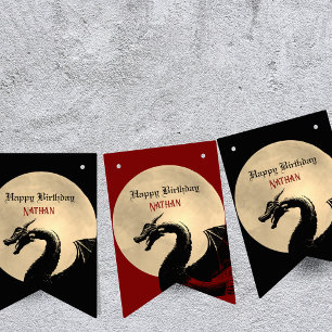 Bannière À Fanions Mythique Dragon Personnalisé Anniversaire