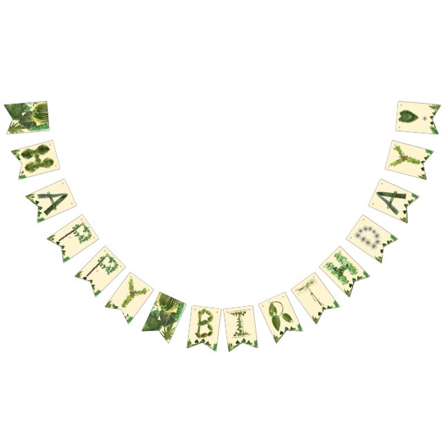 Bannière À Fanions Nature botanique Joyeux anniversaire (Tout)