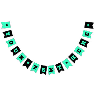 Bannière À Fanions Neon sarcelle et noir   Bunting personnalisable Fl