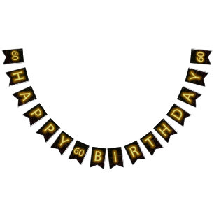 Bannière À Fanions Neon Sign on Brick pour 60e anniversaire