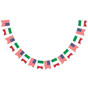 Bannière À Fanions Noce internationale américaine et italienne