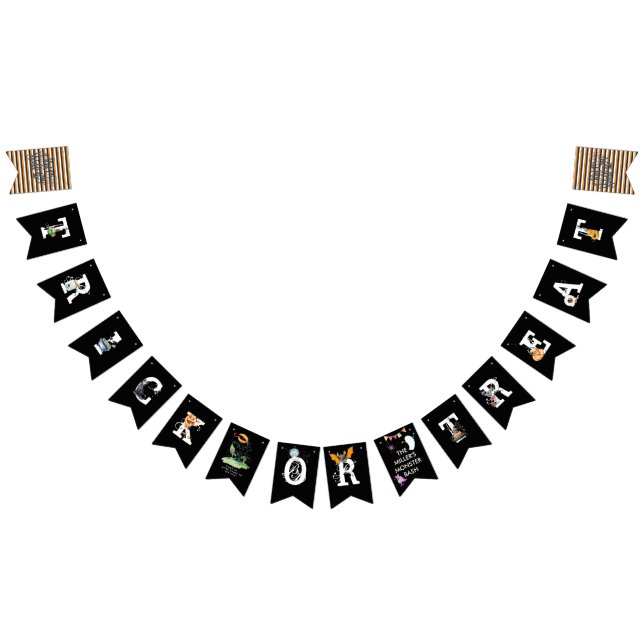 Bannière À Fanions Noir Blanc & Orange Illustré Bunting Halloween (Tout)