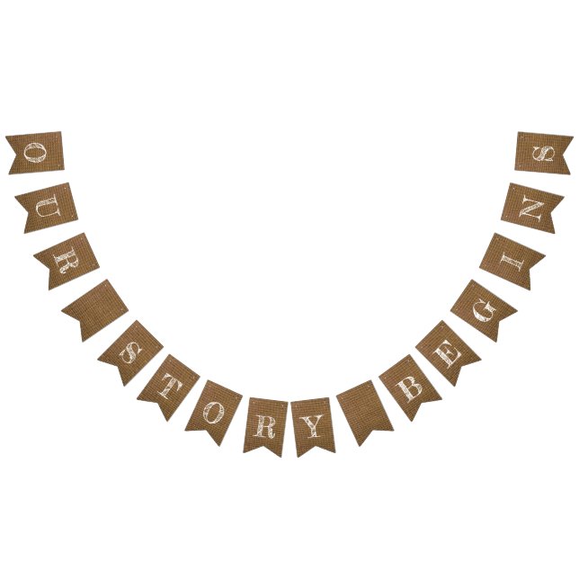 Bannière À Fanions Notre histoire commence Burlap Look Mariage (Tout)