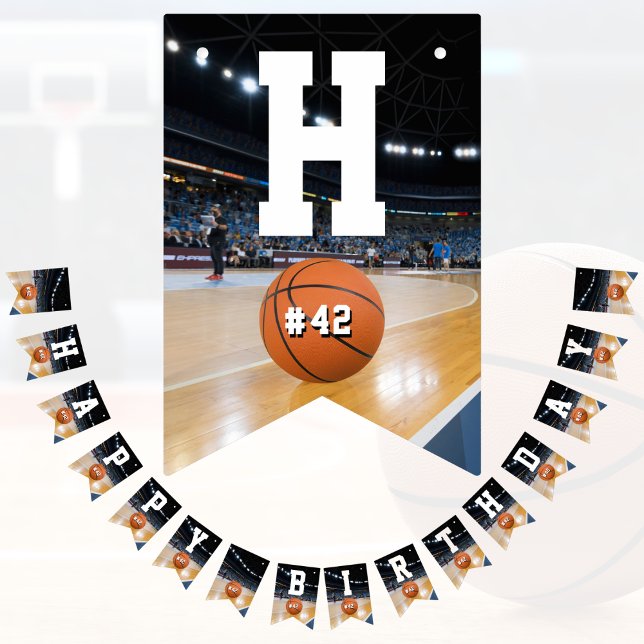 Bannière À Fanions Numéro d'équipe du terrain de basket Sports Joyeux (Créateur téléchargé)