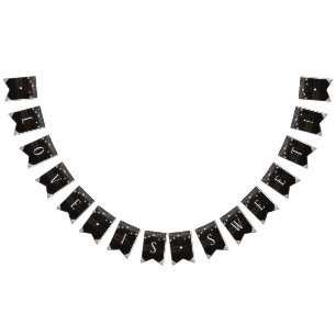 Bannière À Fanions Oak Ridge Rustic Dark Wood Love is Sweet Mariage