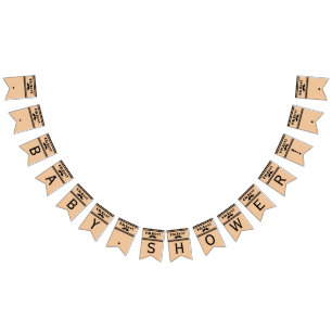 Bannière À Fanions Oh baby shower noir de moustache