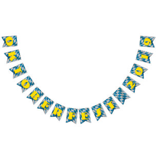 Bannière À Fanions Oktoberfest Bavarois Bavarois Bleu Blanc Editable 