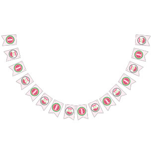 Bannière À Fanions One in a Melon Watermelon Baby Girl's 1st Birthday